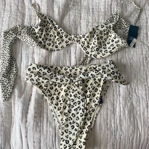 Abercrombie Matching Cream Leopard Bikini Set